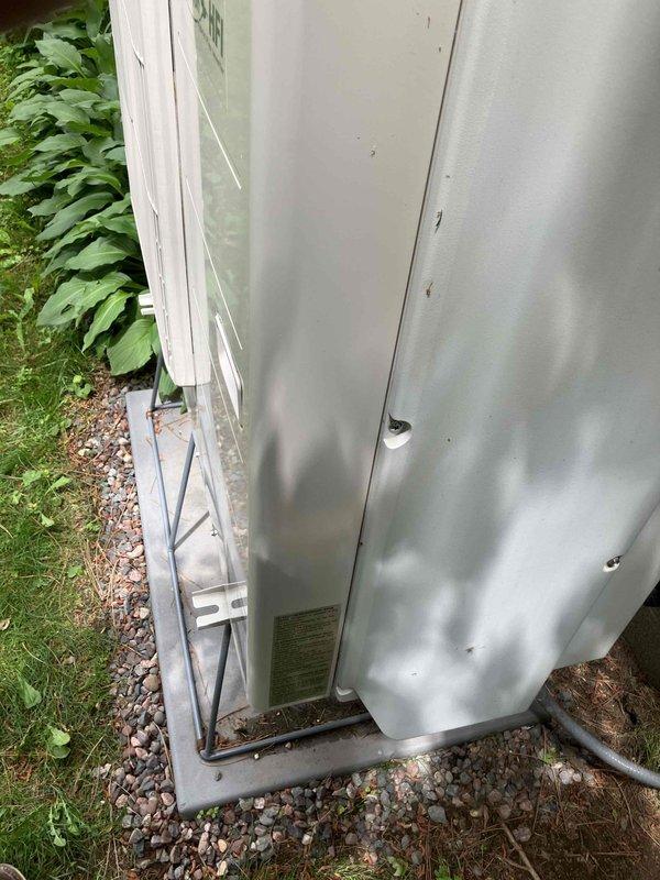 Responded to service callback regarding outdoor mini split cover displacement following previous technician visit. Upon arrival, confirmed Fujitsu outdoor unit cover was improperly seated. Repositioned and secured cover panel to manufacturer specifications, ensuring proper alignment and fitment. Unit operational and installation restored to normal condition.
