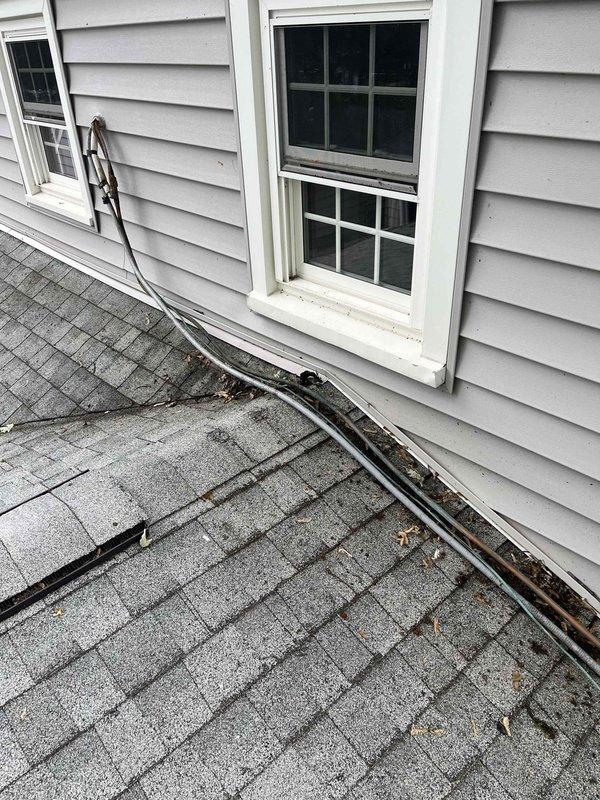Responded to service call for deteriorated refrigerant lineset insulation on residential HVAC system. Upon inspection, found existing lineset insulation had degraded and was no longer providing adequate protection, exposing copper refrigerant lines to environmental elements. Removed old damaged insulation and installed new lineset insulation to proper specifications, ensuring complete coverage and protection of refrigerant lines running along exterior of structure. System now properly insulated to maintain efficiency and prevent condensation issues.