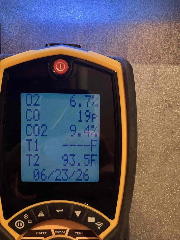 Completed annual preventative maintenance inspection on furnace #1. Performed comprehensive system evaluation including blower assembly inspection and combustion analysis. All temperature differentials, oxygen levels, and carbon monoxide readings measured within normal operating parameters. No deficiencies identified during inspection.
