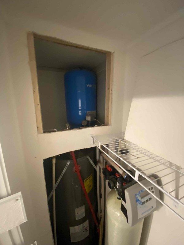 Completed annual inspection on water conditioning system. Found low calcite levels in the neutralizer tank and identified a leak in the head assembly. Replenished calcite media and replaced the complete stack assembly to resolve the leak. System tested and operating properly upon completion.