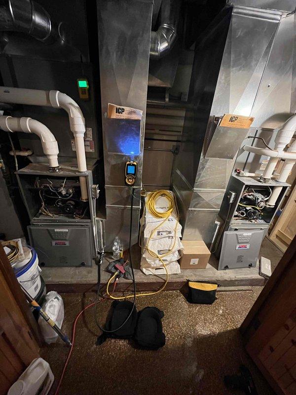 Completed partner plan inspection on F1 AC unit and identified elevated static pressure caused by undersized 1-inch filter restricting airflow. Performed diagnostic testing and documented blower assembly condition with visible dust accumulation on wheel blades. Provided estimates for filter housing upgrade to accommodate proper filter sizing, along with age-preventative replacement recommendations for capacitor and contactor components to maintain system reliability.