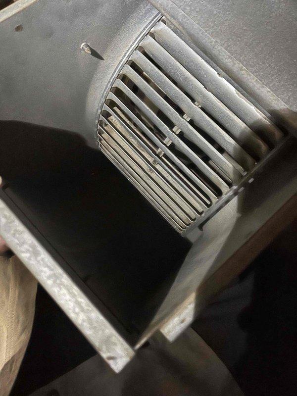 Performed complete duct cleaning service using professional duct cleaning equipment to remove accumulated dust and debris from all ductwork throughout the system. Removed and thoroughly cleaned the blower wheel assembly, which showed significant dust buildup on the squirrel cage fan blades and housing. Applied antimicrobial sanitizing spray throughout the ductwork system and allowed proper circulation to ensure complete coverage and improved indoor air quality.