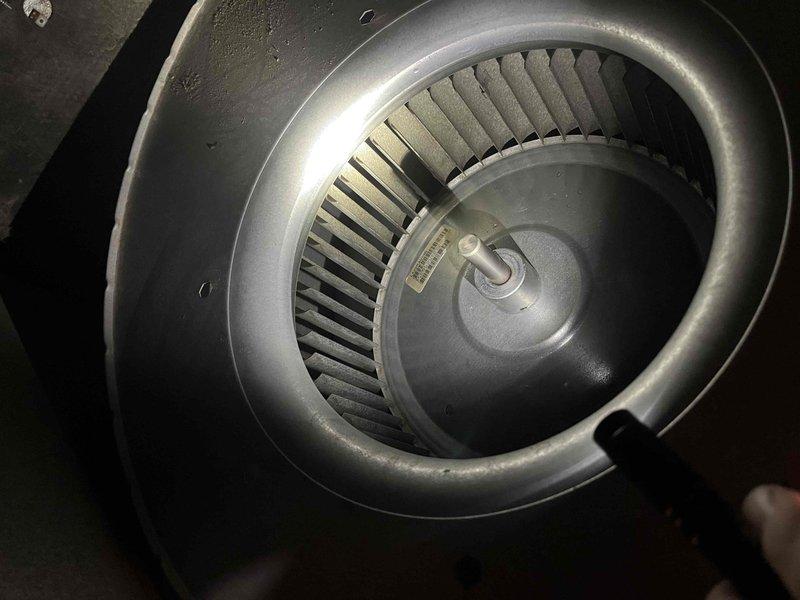 Responded to request for comprehensive duct cleaning service due to heavy contamination from pet dander and hair. Upon inspection, found significant dust and hair buildup throughout the ductwork system and substantial accumulation on the blower wheel assembly, which was impacting airflow efficiency. Performed complete duct system cleaning to remove all debris and contaminants, thoroughly cleaned the blower wheel to restore optimal performance, and applied sanitization treatment to the entire duct system to eliminate allergens and improve indoor air quality.