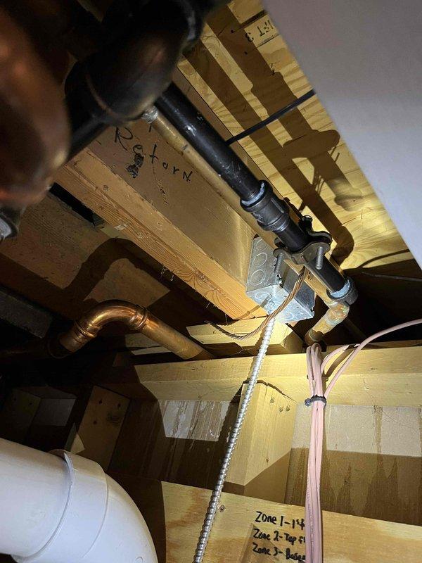 Assessed basement for new gas line installation to supply clothes dryer. Identified and inspected preexisting unused gas line leg located above boiler in ceiling joists that can be repurposed for this application. Provided estimates for running gas line from existing supply to dryer location, utilizing the available infrastructure to minimize installation complexity and materials required.