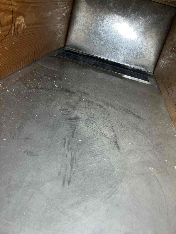 Completed duct cleaning and dryer vent cleaning service for residential property. Successfully cleaned accessible ductwork and dryer vent system; however, some vents could not be accessed or cleaned due to physical limitations or structural constraints. Documentation photos captured showing attic crawl space with exposed ductwork and dust accumulation on HVAC components prior to cleaning.