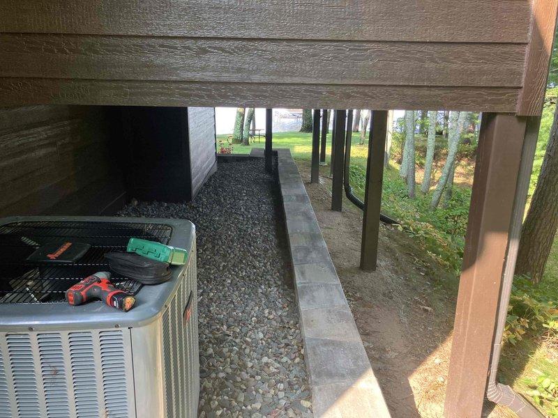 Completed annual preventive maintenance inspection on mini-split air conditioning system. Cleaned dirty filters on all indoor units and inspected outdoor condenser unit located beneath deck structure. All equipment operating within normal parameters with no deficiencies noted.