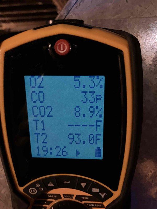 Completed comprehensive tune-up and inspection on 13-year-old Carrier 59TP6A100E211220 furnace (manufactured May 2017, serial 1917A45434) that had not been maintained since 2017. Performed combustion analysis revealing 5.8% O2, 8.9% CO2, and stack temperature of 93°F, indicating proper burner operation and efficiency. Unit passed all safety checks with no deficiencies found; provided duct cleaning estimate to customer for future consideration.