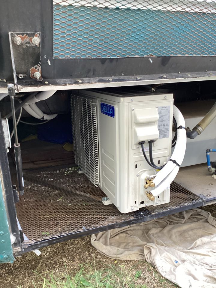 Installed mini split on converted bus