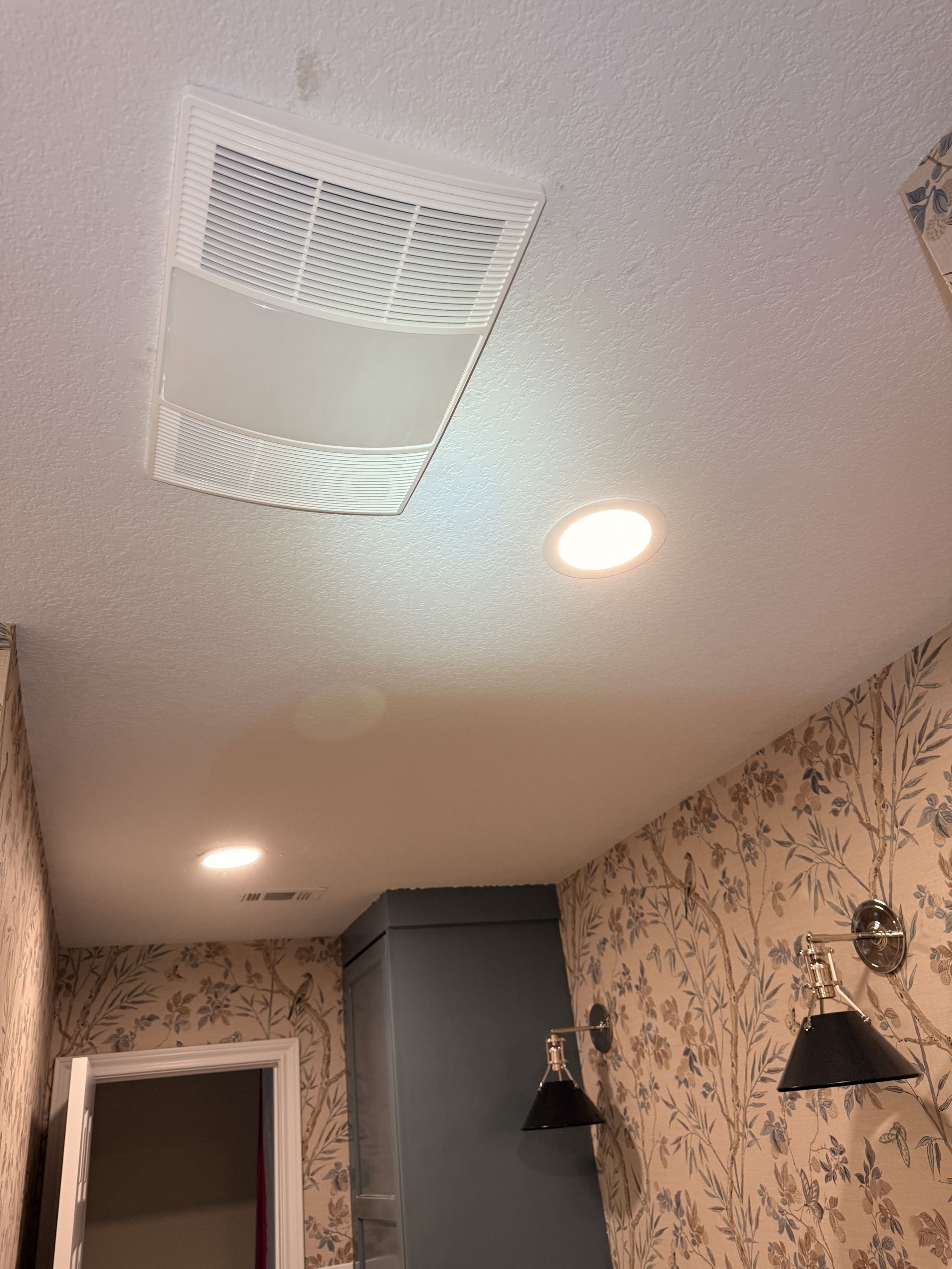 Installed light fixtures, fans and exhaust fan 