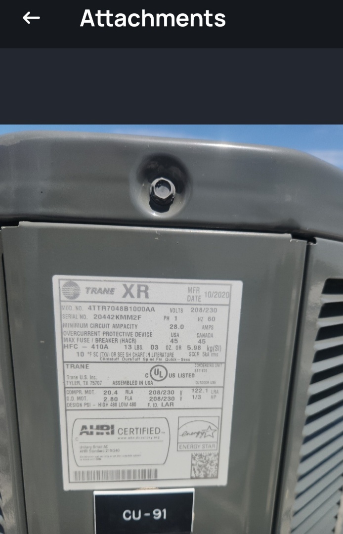 on 2 Trane condensers compressor replacement 