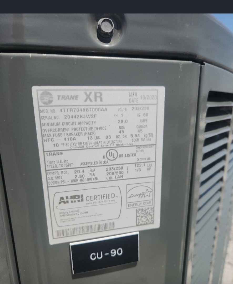 on 2 Trane condensers compressor replacement 