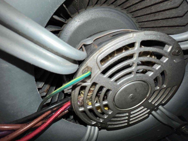 Fort Myers, FL - Responded to no cooling call and performed system inspection. Documented evaporator coil condition showing dust accumulation on fins and verified refrigerant line connections with securing clips in place. Inspected blower motor assembly and electrical connections including ground wire and power wiring. Coordinated with property owner per request before proceeding with diagnostic work, discussed potential refrigerant leak testing as next step to identify root cause of cooling issue.