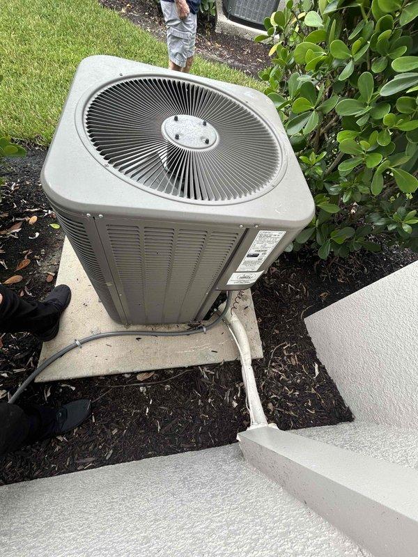 Conducted comprehensive estimate for complete HVAC system replacement at residential property. Customer requested 4-ton, 16 SEER variable speed Trane system with financing options. Evaluated existing outdoor condenser unit currently installed on concrete pad with proper drainage and clearances. Assessed electrical service capacity at main panel, identifying appropriate circuit breaker configuration and amperage availability for new equipment installation. Documented current system layout, condensate drain routing through landscaped areas, and verified adequate spacing for new equipment placement. Confirmed electrical infrastructure compatibility for variable speed system requirements and provided detailed assessment for full system replacement proposal.