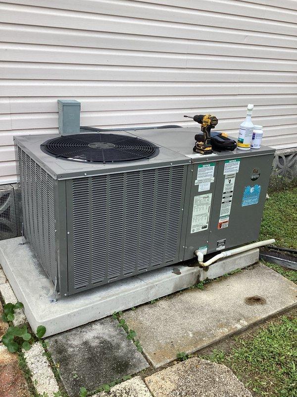 North Fort Myers, FL - Completed preventive maintenance inspection on Ruud Achiever Series packaged HVAC unit as part of scheduled maintenance agreement visit (3 of 4). Performed standard maintenance procedures including system cleaning, operational testing, and component inspection. Unit is functioning properly with no immediate service needs identified. All maintenance tasks completed according to manufacturer specifications.