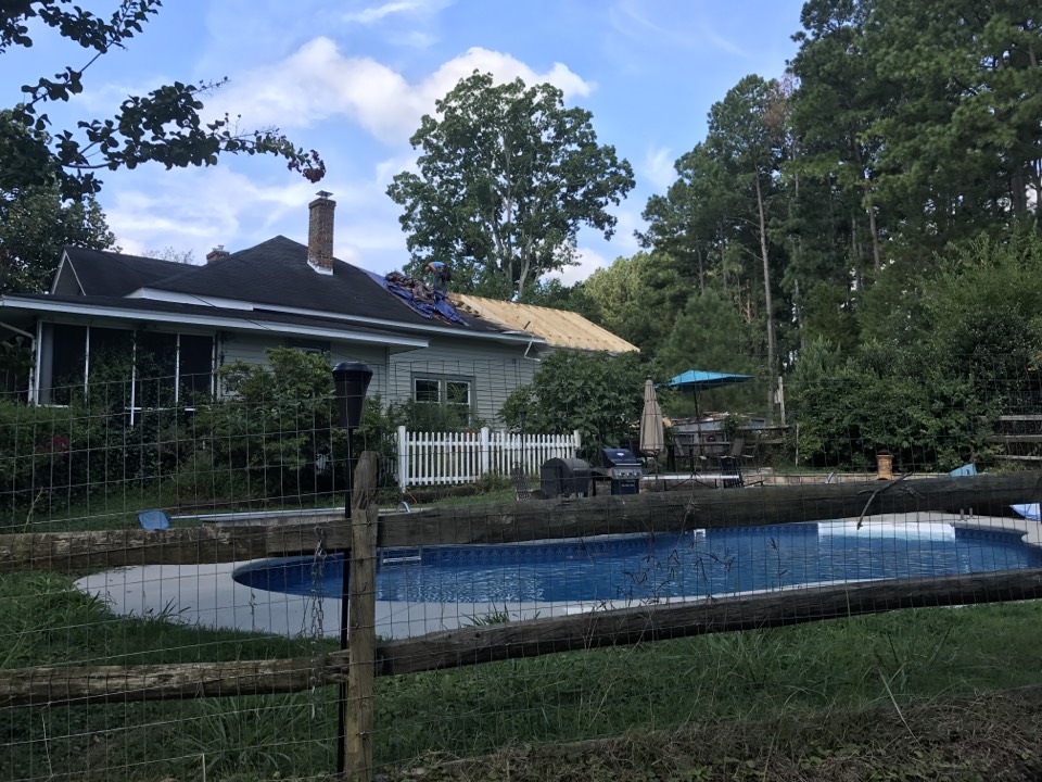 Historic house renovation in Oxford, NC roof framing day. 