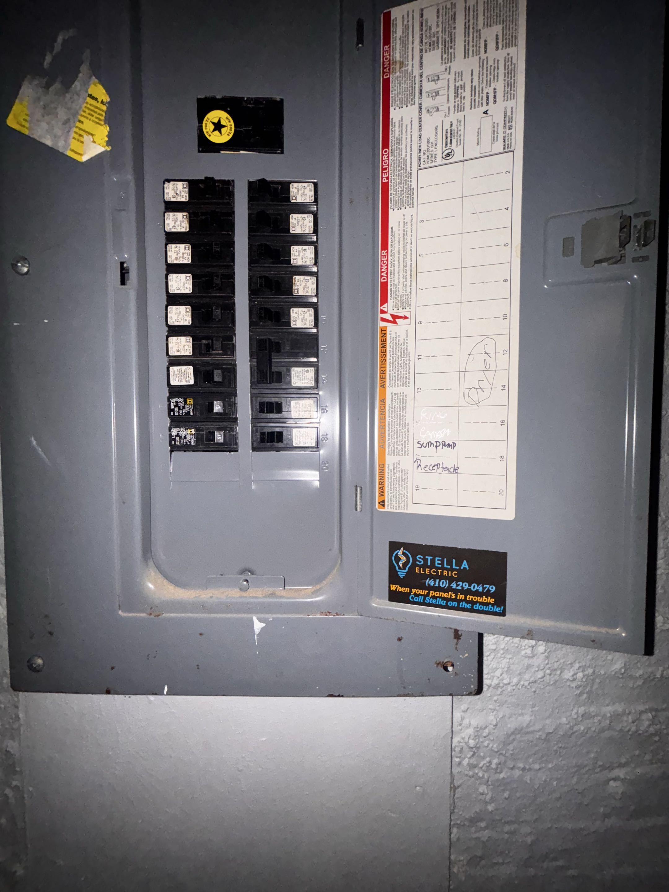 Customer wants a dedicated circuit for the sump pump in Baltimore city MD. Stella Electric installed new dedicated circuit for the sump pumps in Baltimore city MD.