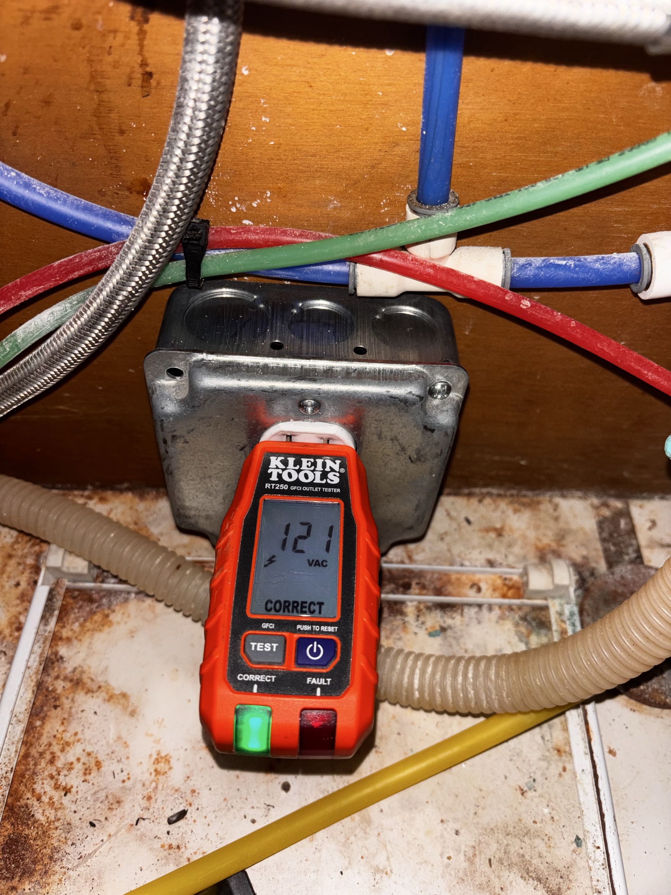 Customer wants new receptacle under the kitchen sink for the dishwasher in Reisterstown MD. Stella Electric installed new receptacle under kitchen sink for the dishwasher in Reisterstown MD.