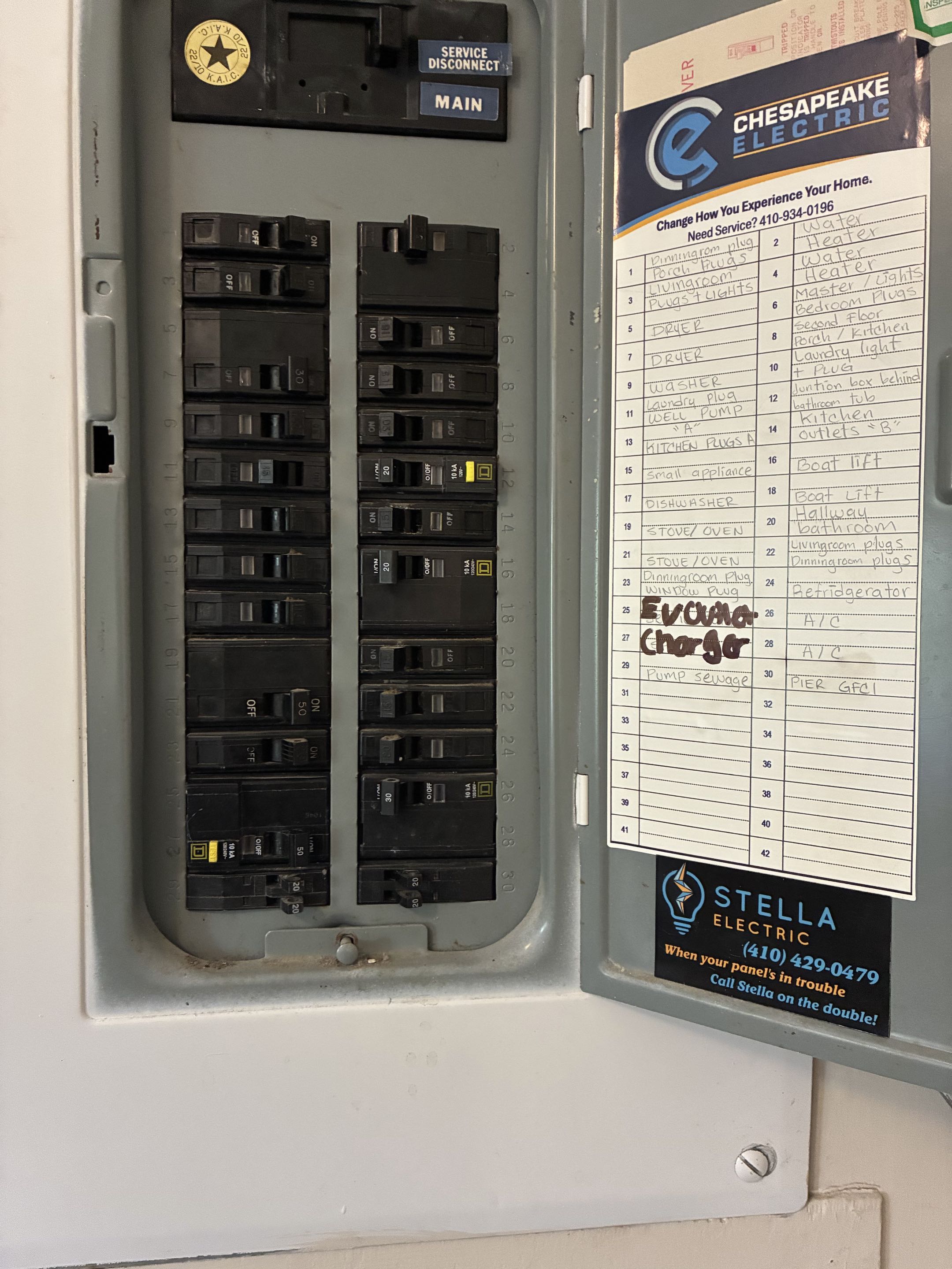 Customer wants to install a new EV charger outlet 240V in Pasadena MD. Stella electric install a new EV charger outlet in Pasadena MD.