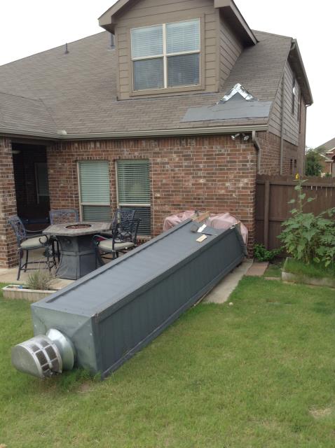 Providing an estimate for replacing the piping in chimney that was blown down by high wind