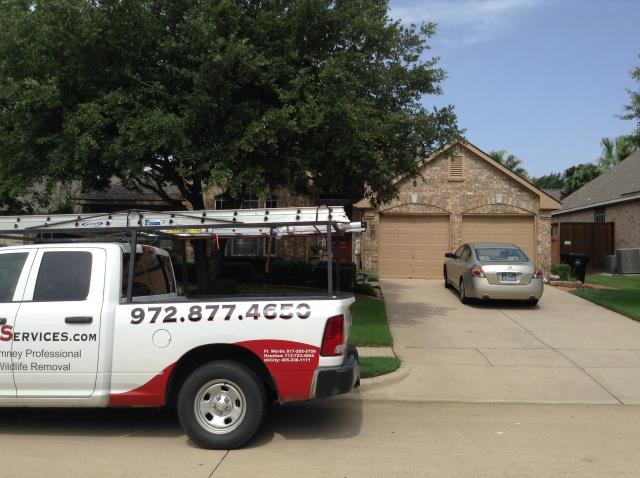 Here to preform a roof exit dryer vent cleaning on their home. 