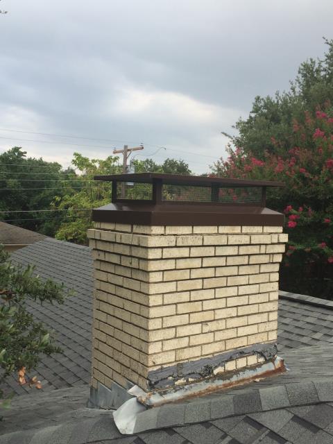 Here to Install #1 chimney cap, doing a tuck point inside firewall & doing a lintel packing.