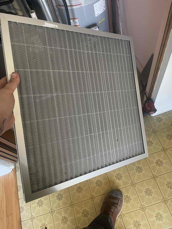 Performed scheduled heating maintenance on 9-year-old furnace and heat pump system. Inspected and replaced air filter with clean unit. Verified proper thermostat operation with Sensi digital control showing appropriate temperature readings. System is functioning correctly; customer enrolled in regular maintenance program.