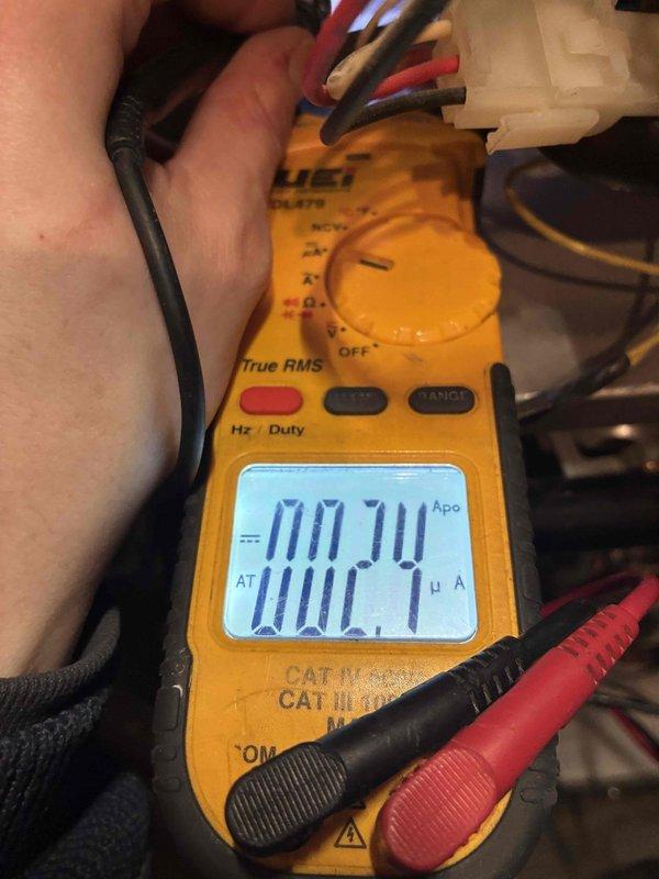 Responded to no heat call for 2021 furnace that was not staying lit. Diagnostic testing with multimeter revealed flame sensor reading of only 0.24 microamps, well below operational threshold. Removed, inspected and cleaned the flame sensor assembly, restoring proper ignition sequence and heat output.