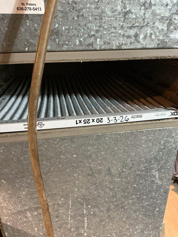 Performed routine heating tune-up on 60+ year old furnace located in basement. Inspected burner assemblies and internal components, confirmed proper operation of the system. Replaced air filter (20x25x1) and checked all connections to ductwork and ventilation system.