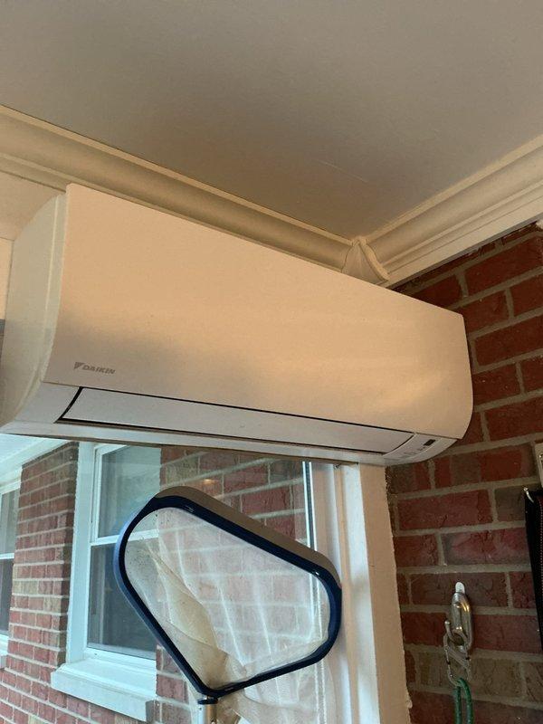 Successfully completed mini-split blower cleaning service on Daikin wall-mounted unit as scheduled. Technician arrived with jet pack equipment and thoroughly cleaned interior blower components to restore proper airflow and system efficiency. Unit is now operating correctly in both heating and cooling modes.