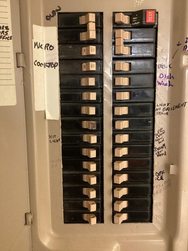 Conducted a comprehensive electrical inspection with focus on GFCI functionality issues. Inspected main electrical panel, examining circuit breaker conditions and wiring integrity. Identified problematic GFCI breaker requiring replacement and documented existing circuit labeling for future reference.