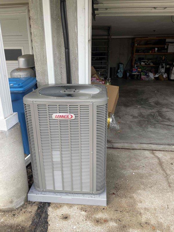 Responded to callback for a newly installed HVAC system with multiple issues. Located and replaced faulty wiring harness connector in the air handler that was causing breaker trips. Relocated the Lennox condensing unit that was improperly positioned blocking garage access, and verified proper operation of the furnace heating cycle which was previously only delivering cool air.