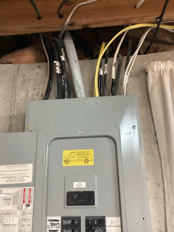 Performed complimentary electrical inspection under member promotion. Examined main electrical panel, noting properly labeled circuit breakers and appropriate wiring configuration between joists. Tested receptacles using GFCI/outlet analyzer, confirming proper grounding and circuit protection functionality. No immediate safety hazards identified during this routine preventative maintenance audit.