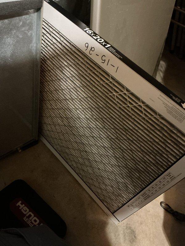 Responded to no-cooling call where customer reported no airflow. Inspection revealed clogged air filter with significant dust buildup restricting proper airflow to the system. Replaced filter, restored normal system operation, and verified proper cooling function.