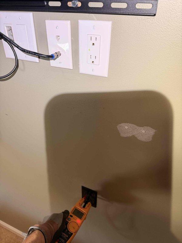 Completed circuit extension as per estimate. Installed new electrical outlets on interior wall with proper mounting bracket. Performed comprehensive voltage testing of all circuits, confirming proper operation at 121V with digital multimeter to ensure installation meets code requirements and safety standards.