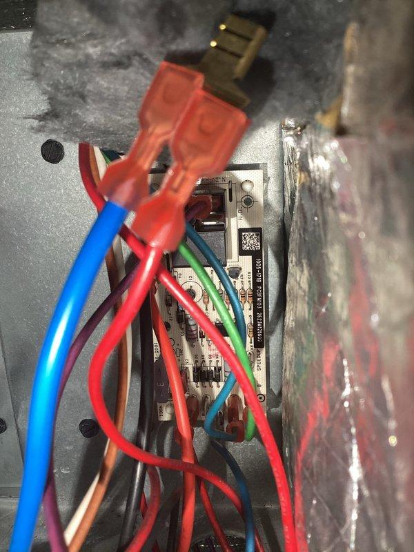 Diagnosed U10 indoor air handler unit exhibiting no-cool condition despite operational outdoor unit. Inspection revealed faulty control board connections causing indoor fan failure. Repaired loose wire connections on circuit board and verified proper system operation with restored airflow and cooling.