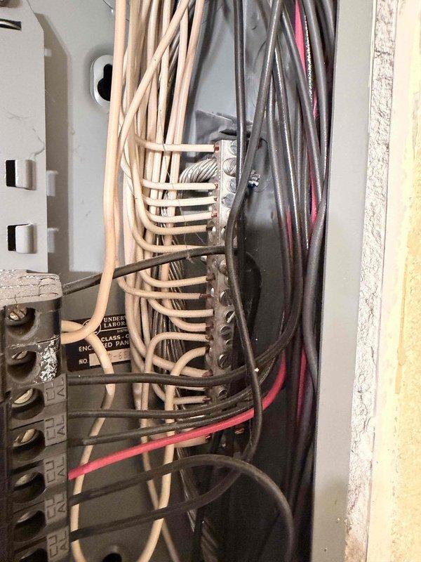 Completed free electrical inspection of residential circuit breaker panel. Performed thorough visual assessment of panel components, including circuit breakers, wiring connections, and load distribution. Panel appeared functional with proper wire organization, though documentation of all findings was provided to customer through comprehensive photos for their records.