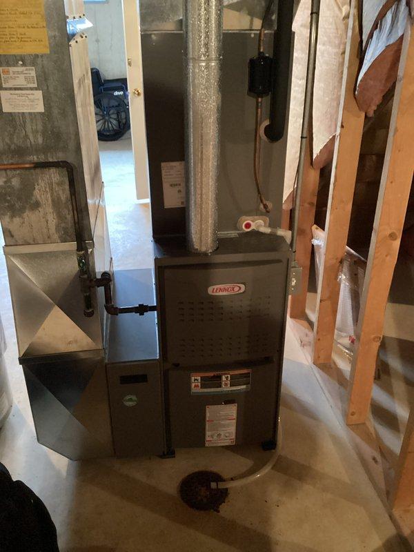 Performed scheduled seasonal tune-up on 6-year-old Lennox furnace. Conducted thorough inspection using camera equipment to examine internal components, noting presence of condensation in ductwork. System was cleaned, tested, and verified to be operating within manufacturer specifications.