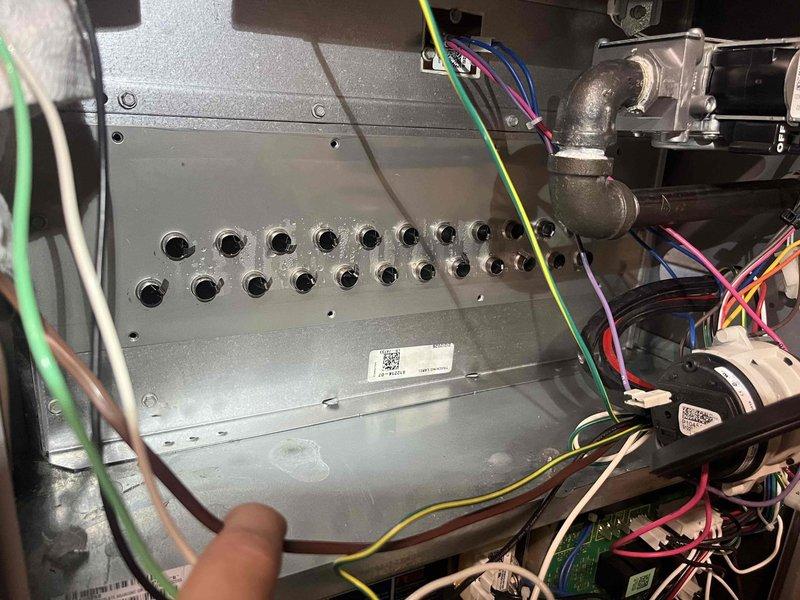 Completed replacement of collector box and trap on Lennox unit S/N 5918E06768 that was previously damaged during heat exchanger replacement. Properly reconnected all electrical wiring and PVC condensate drainage components. Unit was tested in both heating and cooling modes to verify proper operation after repair.