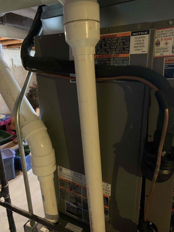 Responded to urgent thermostat alert on a furnace unit less than one year old. Performed diagnostic inspection of the system, including examination of PVC ventilation pipes, condensation drainage, and electrical connections. Verified proper operation of all components and confirmed the thermostat alert was resolved.