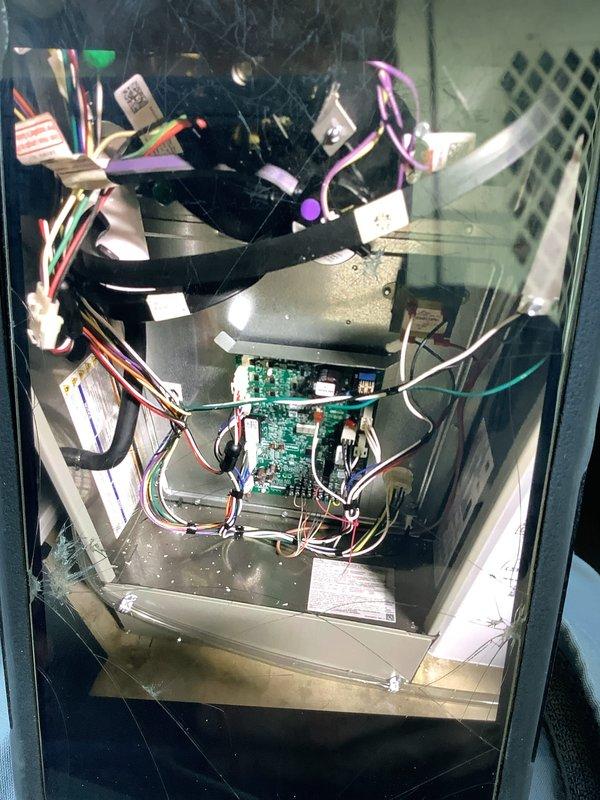 Completed follow-up service call to repair refrigerant leak at outdoor braze joint that was causing loss of heating capacity. Inspected system control board and air filter during diagnostic process, noting this was the second leak occurrence on a relatively new system. Successfully repaired the leak and restored proper heating operation to the system.