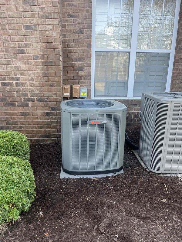 Successfully replaced defective evaporator coil under warranty on Trane air conditioning system. Installed new coil (S/N 18415KYEBF) to restore proper cooling operation. Original failed component was retained per warranty requirements.