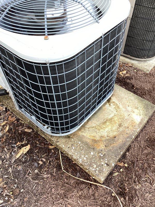 Performed scheduled tune-up service on a 4-year-old outdoor AC condensing unit located on the side of building. Inspected and serviced single unit mounted on concrete pad with proper clearance. Visual inspection showed unit in satisfactory condition with no immediate concerns noted.