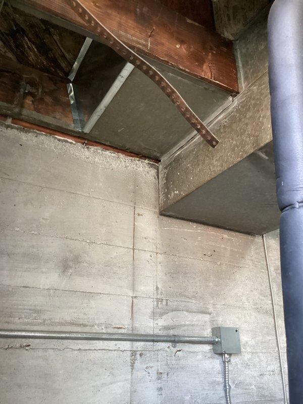 # Service Summary

Responded to service call for geothermal system with damaged sheet metal component. Patched sheet metal ductwork that had been compromised, performed complete system pump down, and recharged refrigerant to manufacturer specifications to restore proper operation of the geothermal HVAC system.