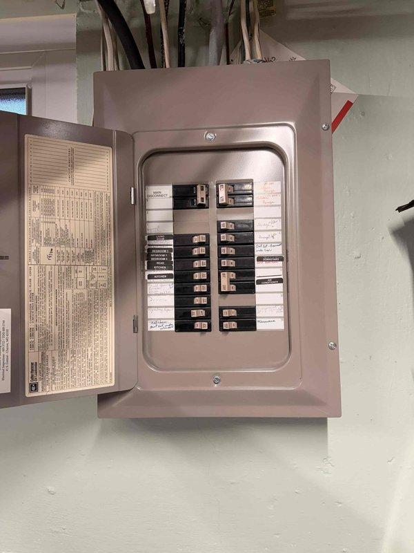 Completed complimentary electrical safety inspection of residential property. Performed comprehensive visual assessment of main electrical panel, verifying proper circuit breaker operation, labeling, and overall panel condition, and inspected exterior utility meter installation, confirming proper mounting, secure connections, and appropriate conduit routing on brick exterior wall.