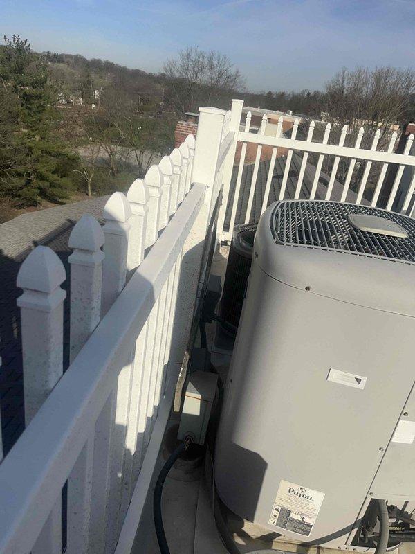 Performed diagnostic evaluation on rooftop HVAC system consisting of multiple air conditioning condenser units following reported low refrigerant concern. Conducted comprehensive inspection of all accessible equipment, including visual assessment of refrigerant line connections, condenser coils, and overall unit condition. Documented equipment configuration and current operating status with photographic evidence for service records.