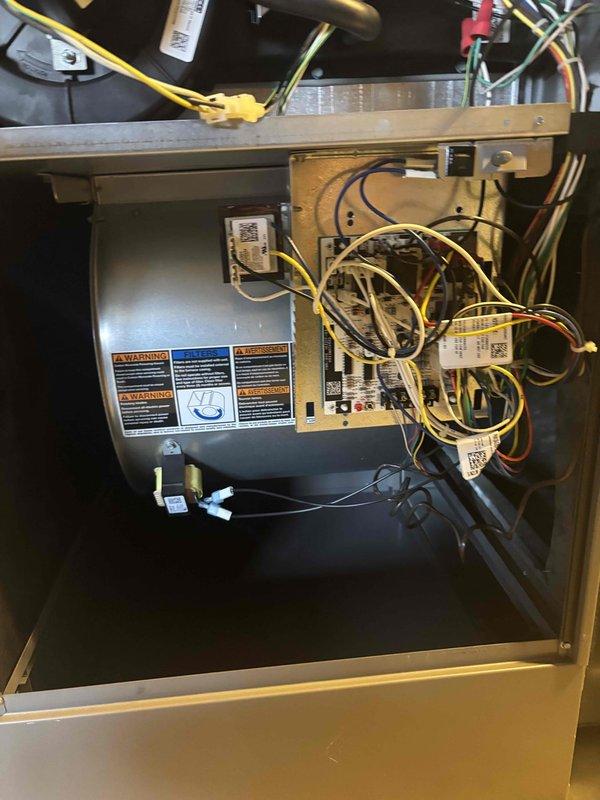 Completed comprehensive cooling maintenance on a 9-year-old air conditioning system. Performed full system inspection including blower motor assembly, electrical control board, and all wiring connections. Replaced dirty air filter with new FILTERBUY unit to restore proper airflow and system efficiency. Verified all electrical components, safety controls, and refrigerant lines are functioning properly. System tested and confirmed operational with no issues identified.