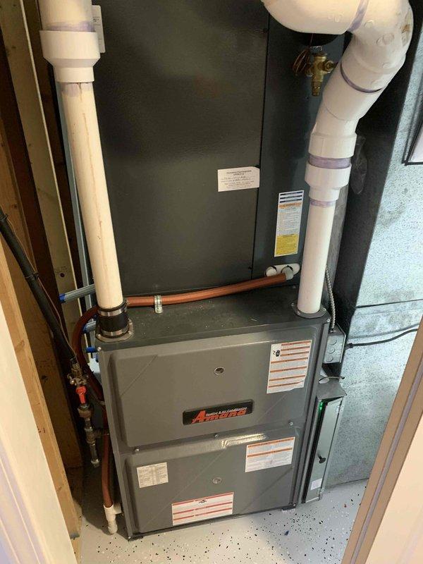 Completed comprehensive Supertune maintenance service on two HVAC systems located in basement and backyard. Performed thorough inspection of all mechanical and electrical components including heat exchanger, ignition system, circuit boards, and wiring harnesses on both units. Verified proper operation of all safety controls, cleaned condensate drain lines, inspected refrigerant lines and connections, and confirmed system functionality. Both systems operating within manufacturer specifications upon completion.