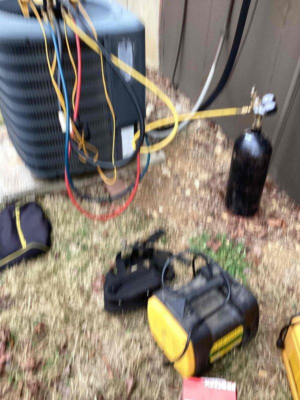 Replaced defective evaporator coil on residential HVAC system. Connected manifold gauges to outdoor condensing unit, performed refrigerant recovery, and installed new evaporator coil assembly. Evacuated system, recharged with proper refrigerant amount, and verified proper operation of both heating and cooling functions. Disposed of old coil per protocol and confirmed system operating within manufacturer specifications.