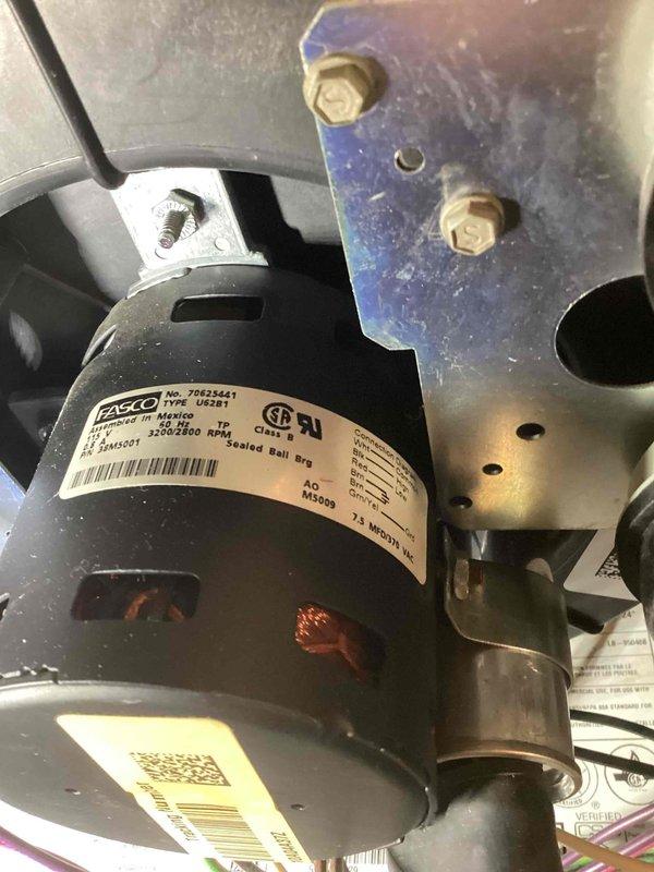 Responded to no heat call on 2010 Lennox furnace. Upon inspection, identified failed blower motor preventing air circulation through the system. Removed and replaced defective FASCO blower motor assembly, verified proper electrical connections, and tested system operation. Unit restored to full heating functionality with blower operating at correct RPM specifications.