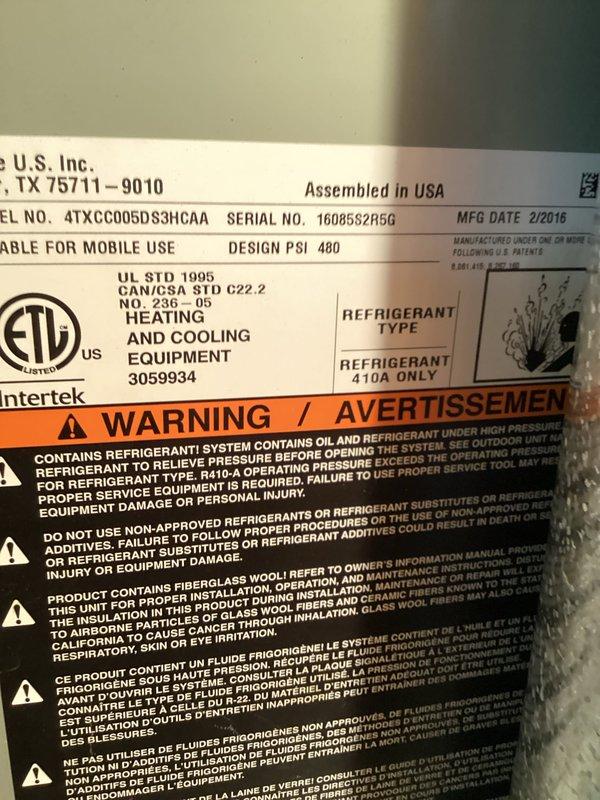 Completed comprehensive annual maintenance and Supertune service on 9-year-old Trane HVAC system, including both furnace and air conditioning units. Performed thorough inspection of control boards, electrical connections, and wiring harnesses within the control cabinet, verifying all connections were secure and properly labeled. Inspected outdoor condensing unit model 4TXCC005DS3HCAA (manufactured 2/2016, serial number 1608582R56), confirmed refrigerant charge levels, and verified all safety labels and warnings were intact and legible. System operating within manufacturer specifications with no deficiencies noted. Customer presented with preventive maintenance agreement options for continued service coverage.